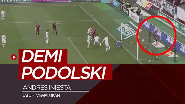 Berita video Andres Iniesta terjatuh demi Lukas Podolski mencetak gol di Liga Jepang saat pertandingan Vissel Kobe melawan Shimizu S-Pulse