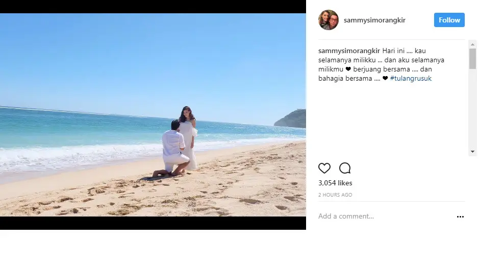Sammy unggah sebuah foto sesaat sebelum pemberkatan nikah