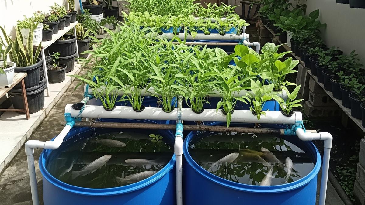6 Ide Halaman Produktif dengan Kangkung, Bayam, dan Ikan Nila dalam Drum