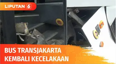 Bus Transjakarta kembali mengalami kecelakaan tunggal. Transportasi publik kebanggaan warga Jakarta ini menabrak separator di Halte Sudirman. Ironisnya penyebab kecelakaan hanya gara-gara botol air mineral yang jatuh di ruang kemudi.