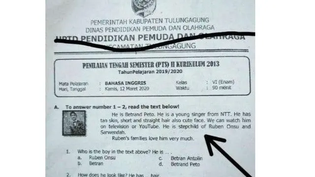6 Soal Ujian Pakai Foto Artis Ini Bikin Murid Geleng Kepala