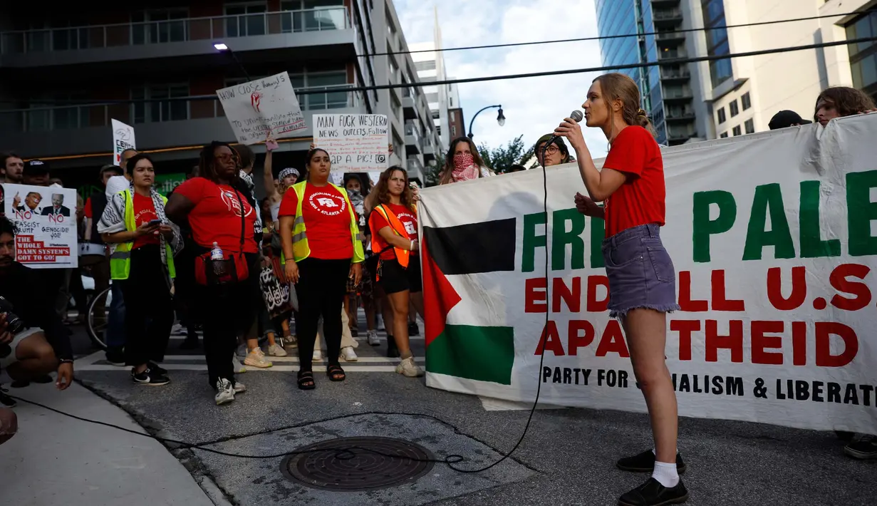 Diketahui sebelumnya, salah satu yang jadi fokus dalam debat capres AS kali ini adalah Perang Israel vs Hamas di Gaza. (Octavio Jones/Getty Images North America/Getty Images via AFP)