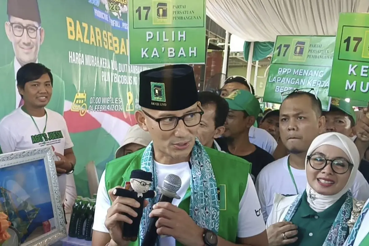 Sandiaga Uno berkampanye di Pekalongan, Jawa Tengah, Minggu (4/2/2024)