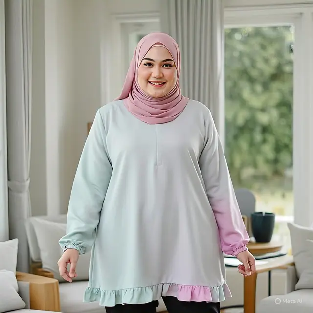 Tunik Oversize dengan Detail Ruffle