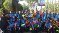 Tour d'Indonesia melibatkan 38 marshal untuk mengamankan pembalap dan menjamin lomba balap sepeda berjalan lancar (Liputan6.com/Adyaksa vidi)