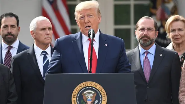Konferensi pers oleh Presiden AS Donald Trump terkait Virus Corona yang kasusnya terus meningkat di Amerika Serikat.