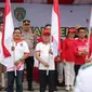 Pencanangan Gerakan Pembagian 10 Juta Bendera Merah Putih Tahun 2024 di Lapangan Kantor Bupati Penajam Paser Utara, Kalimantan Timur (Kaltim), Sabtu (8/6/2024).