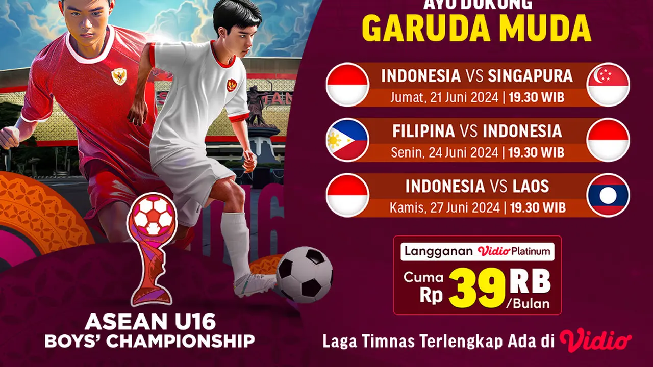 Jadwal Siaran Langsung Piala AFF U16 2024 di Vidio Pekan Ini, 2127