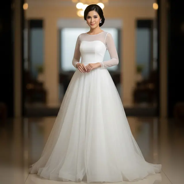 9 Model Long Dress Bahan Tulle dengan Potongan Princess Ball Gown, Tampil Memukau