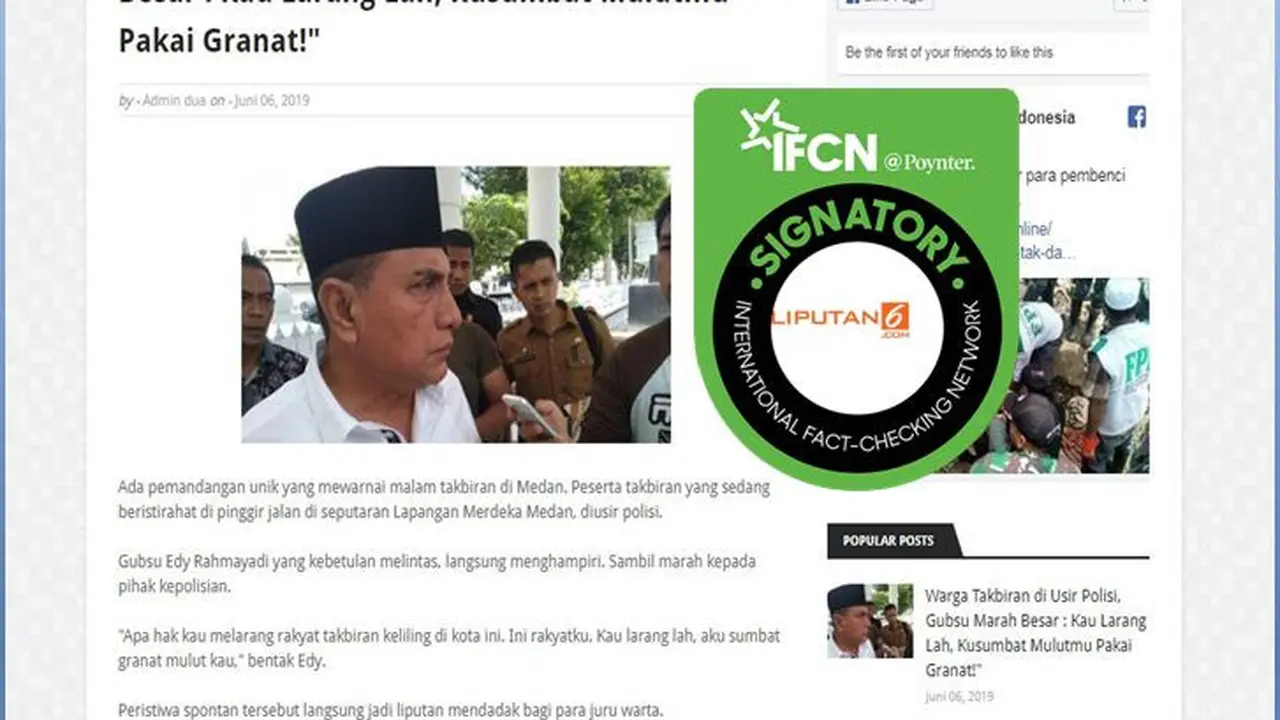 [Cek Fakta] Gubernur Sumatera Utara Edy Rahmayadi