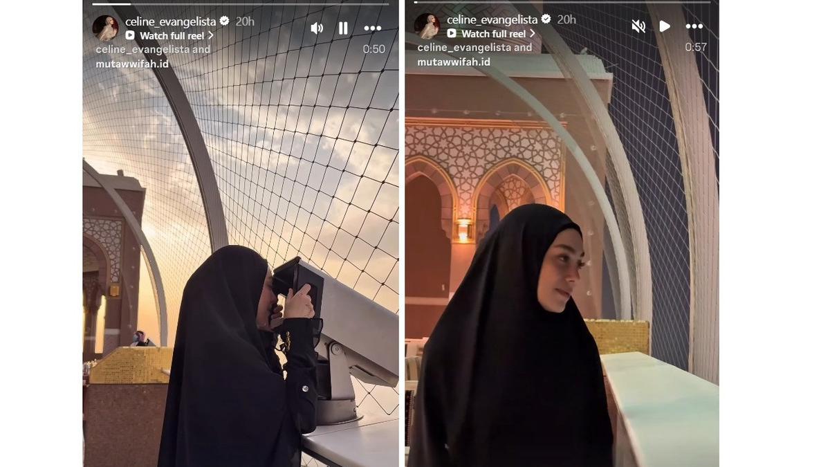Celine Evangelista Tersentuh Saat Berada di Puncak Royal Clock Tower Mekkah