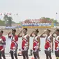 Tim dayung Indonesia menyanyikan lagu Indonesia raya pada Asian Games di JSC Lake Jakabaring, Sumatera Selatan, Jumat (24/8/2018). Tim dayung persembahkan emas ke sembilan untuk Indonesia. ANTARA FOTO/INASGOC/Nova Wahyudi/nym/18