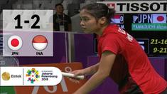 Gregoria Mariska membawa bulutangkis Indonesia unggul atas Jepang usai menaklukkan Akane Yamaguchi.