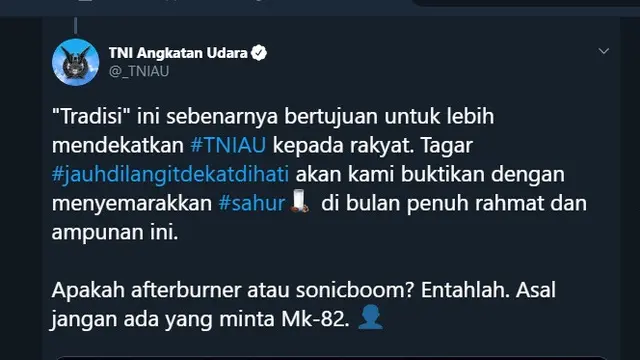 Bila Tak Ada Halangan, TNI AU Akan Bangunkan Sahurmu Dengan Pesawat Tempur