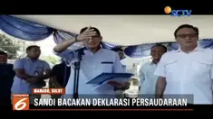 Sandiaga Uno bacakan deklarasi persaudaraan untuk mengajak masyarakat bersatu dan tidak mudah diadu domba.