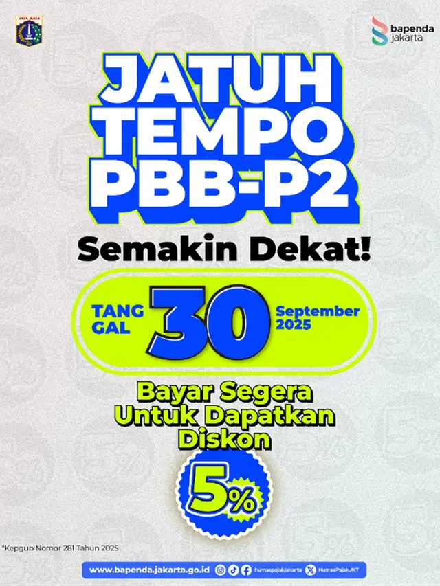 Bayar PBB-P2 Sebelum 30 September 2025, Dapatkan Insentif 5 Persen