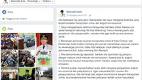 Postingan Facebook Wali Kota Cirebon dipenuhi komentar pedas. Foto: (Panji/Screenshoot Facebook)