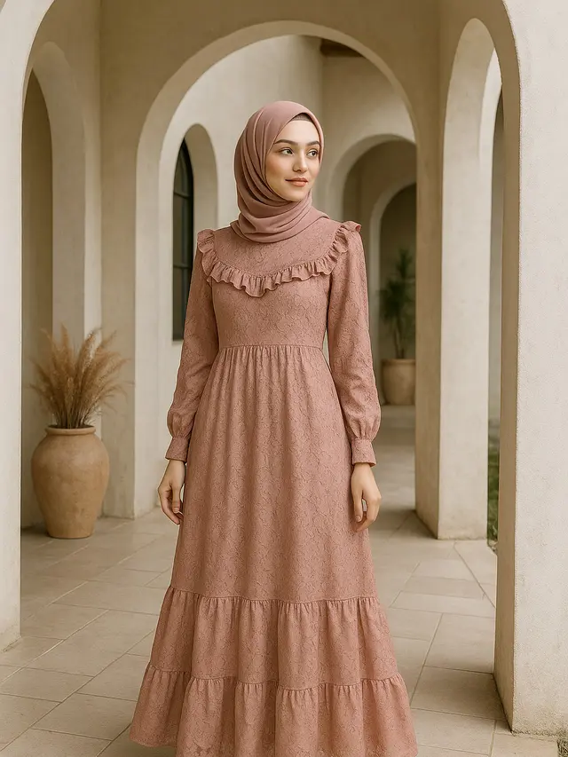 Rekomendasi Gamis Brokat Rempel Dada