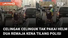 Nasib apes dialami oleh dua orang remaja saat mengendarai motor tak pakai helm