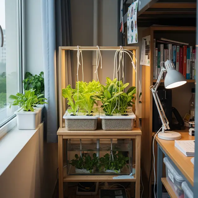 Kebun Hidroponik Minimalis di Kamar Kos Tanpa Ribet dan Tanpa Tanah (AI)