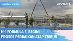 Perbaikan atap tribun Jakarta International E-Prix Circuit Ancol, Jakarta Utara, yang sempat roboh terus dilakukan. Pengelola objek wisata Ancol memastikan lokasi wisata akan tetap buka untuk umum selama balapan Formula E berlangsung.