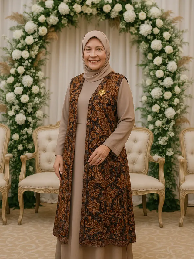 Cardigan Batik tanpa Lengan untuk Kondangan dan Acara Resmi Ibu-Ibu Usia 50 Tahunan