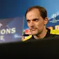 Pelatih Borussia Dortmund Thomas Tuchel dalam jumpa pers Liga Champions. (PATRIK STOLLARZ / AFP)