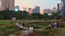 Suasana Hutan Kota di kawasan Gelora Bung Karno, Jakarta, Minggu (6/1). Warga Jakarta kini memiliki alternatif wisata untuk menghabiskan akhir pekan. (Liputan6.com/JohanTallo)