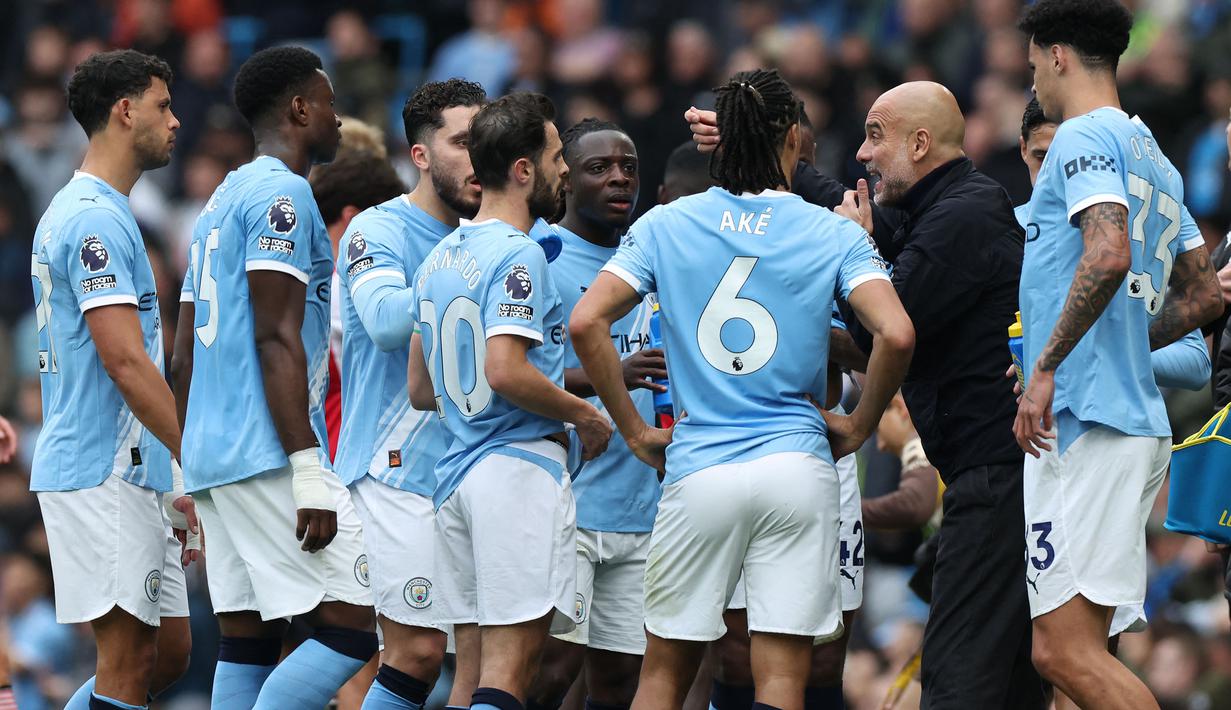 Sebelumnya, skuad asuhan Pep Guardiola sempat tak mendapatkan hasil maksimal imbang 3-3 di markas Everton pada (04/05) waktu setempat. (AFP/Darren Staples)