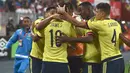 Kolombia lolos otomatis ke putaran final Piala Dunia 2018 dengan koleksi 27 poin dari tujuh kali menang selama babak kualifikasi Piala Dunia zona CONMEBOL. (AFP/Cris Bouroncle)