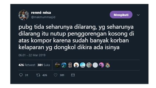 Komentar PUBG (Sumber: twitter/makmummasjid)