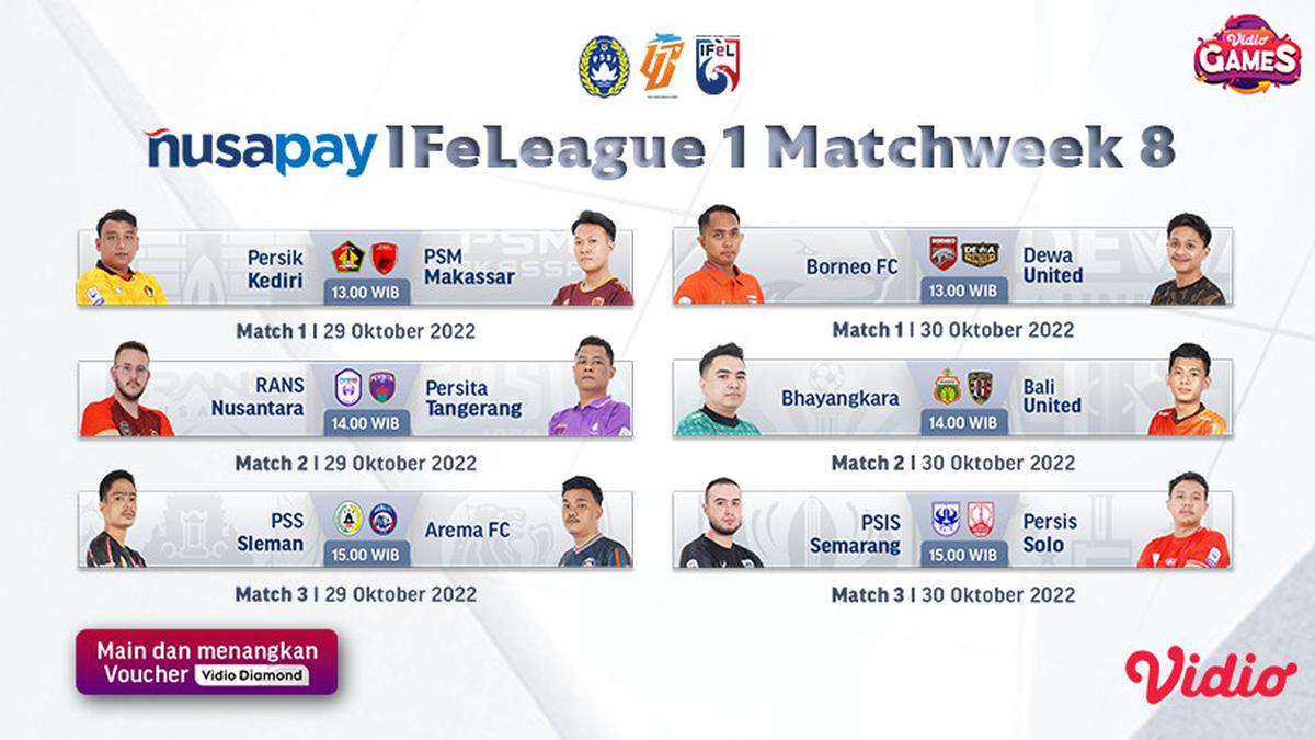 Klik di Sini, Link Live Streaming Nusapay IFeLeague1 2022 Pekan 8 Live Vidio, 29-30 Oktober 2022