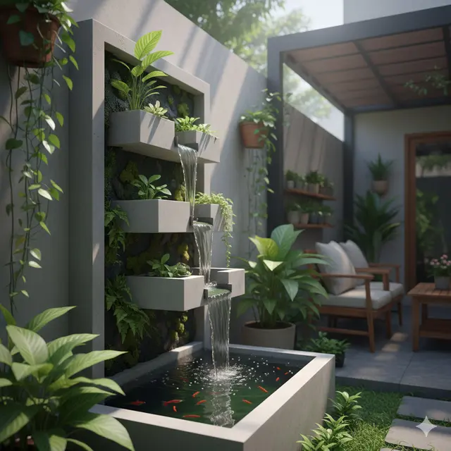 Model Kolam Ikan Vertikal Tembok