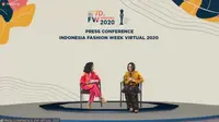 Poppy Dharsono membahas tentang Indonesia Fashion Week 2020 yang dilakukan secara virtual (Liputan6.com/Komarudin)