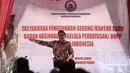 Mendagri Tjahjo Kumolo memberi sambutan pada peresmian Kantor Badan Nasional Pengelola Perbatasan (BNPP), Jakarta, Kamis (19/5). Keberadaan kantor baru itu diharap dapat memperlancar kordinasi BNPP dengan sejumlah stakeholders (Liputan6.com/Faizal Fanani)