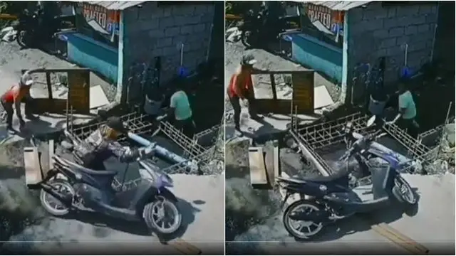 Viral Momen Apes Pengendara Motor Paksa Lewat Jalan yang Diperbaiki Ini Kocak