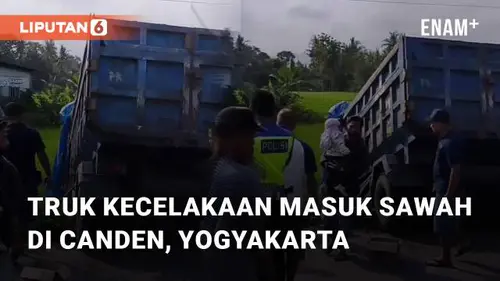 VIDEO: Viral Truk Kecelakaan Masuk Sawah di Canden, Jetis, Yogyakarta