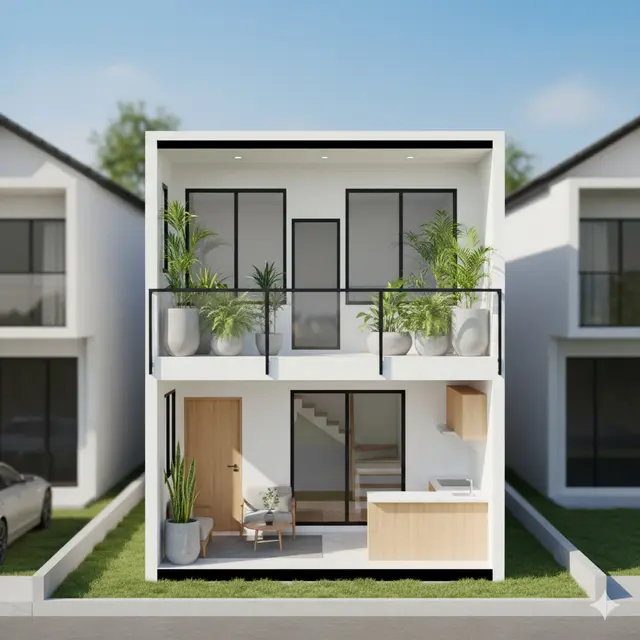 Denah Rumah Type 21 dengan Taman Mini