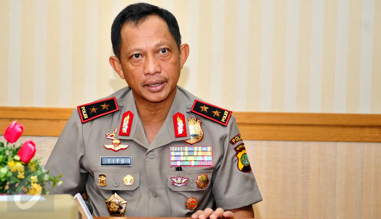 Kapolda Metro Jaya Irjen Tito Karnavian saat konferensi pers di Polda Metro Jaya, Jakarta, Selasa (7/7/2015). Kapolda dan MUI melakukan pertemuan guna membahas Sahur On The Road (SOTR) yang akhir-akhir ini meresahkan. (Liputan6.com/Yoppy Renato)