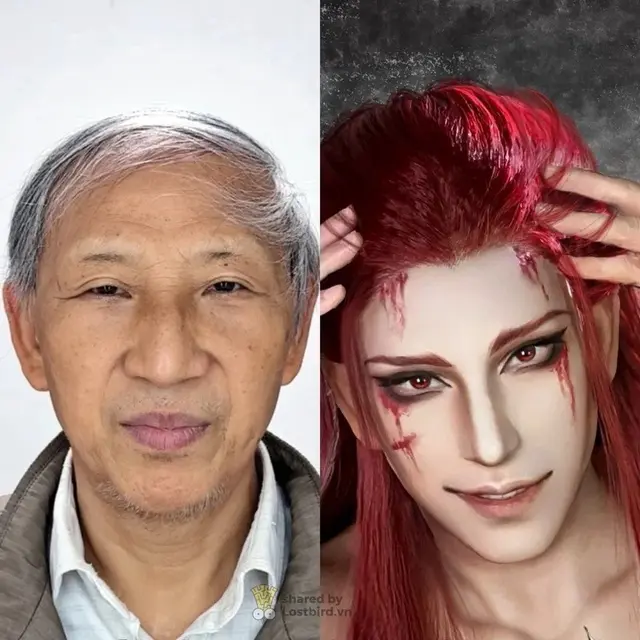 Before-after kakek didandani jadi pria muda