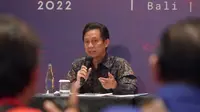 Menteri Kesehatan RI Budi Gunadi Sadikin saat memberikan keterangan pers saat Pertemuan Kedua Menteri Kesehatan G20 (G20 2nd Health Ministers Meeting) di Hotel InterContinental Bali Resort, Bali pada Kamis, 27 Oktober 2022. (Dok Kementerian Kesehatan RI)