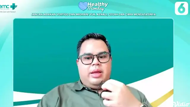 Dokter spesialis neurologi Nezzar Erraldin dari RS EMC Cibitung menjelaskan tentang terapi pada pasien vertigo. (Dok: Tangkapan Layar Healthy Monday)