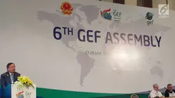 Menteri Perencanaan Pembangunan Nasional / Kepala Bappenas, Bambang Brodjonegoro, memberikan paparan pada Plenary Session 6th Global Environment Facility (GEF) Assembly di Vietnam (28/6). (Liputan6.com/HO/Bappenas)