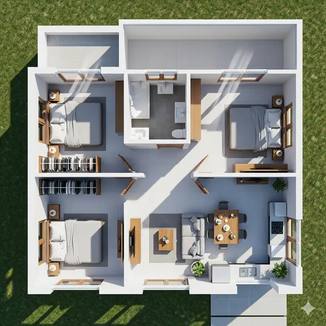 Desain Rumah Sederhana 3 Kamar Ukuran 8x10