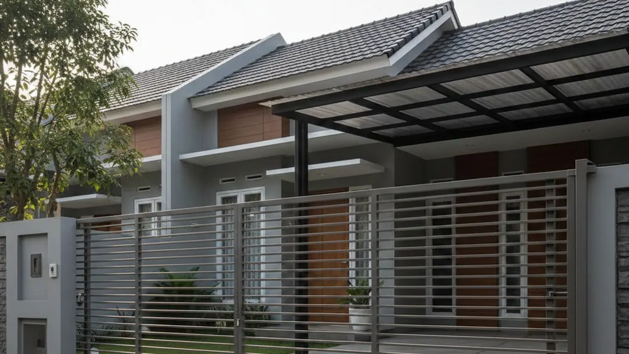 Pagar Rumah Kecil Minimalis dengan Pintu Sliding