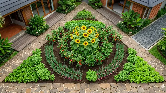 Desain Edible Landscape dengan Kombinasi Bunga dan Tanaman Pangan/Gemini
