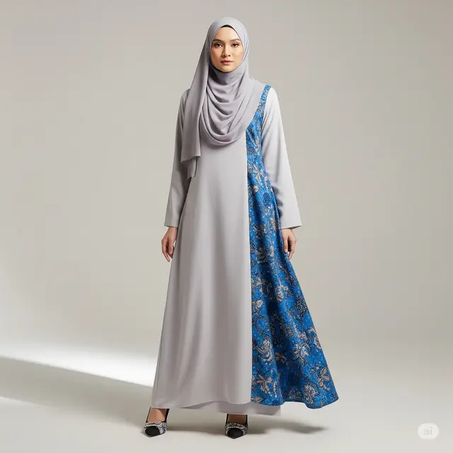 8 Model Gamis Polos Kombinasi Batik Sedikit: Tampil Elegan dengan Sentuhan Etnik