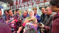 Menteri Tenaga Kerja Republik Indonesia Ida Fauziyah dalam acara Festival Pelatihan Vokasi dan Job Fair Nasional 2023 di Jakarta National Expo (Jiexpo)