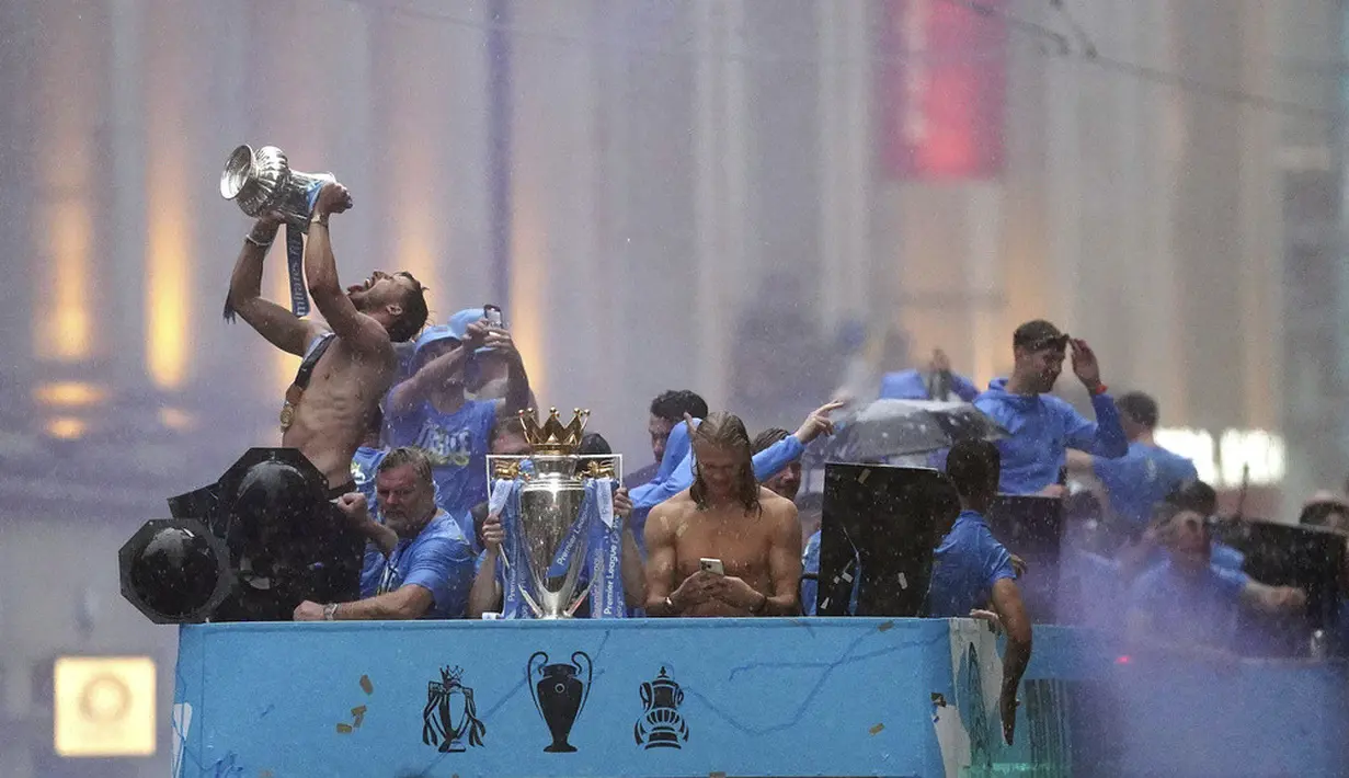 <p>Manchester City menutup musim 2022/2023 dengan prestasi yang sangat luar biasa. (David Davies/PA via AP)</p>