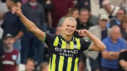 The Citizens unggul 3-1 atas tim tuan rumah West Ham United. (AP Photo/Frank Augstein)